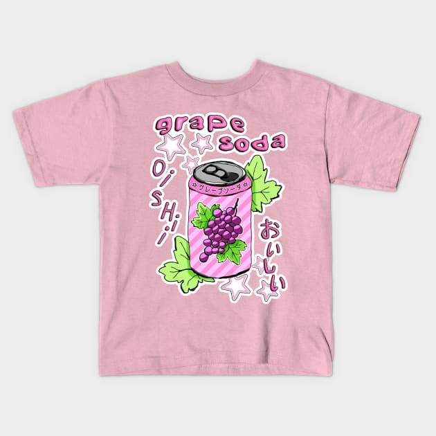 Grape Soda, Y2K Japanese Design Kids T-Shirt by gnomeapple